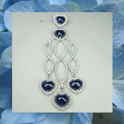 P0011 จี้ไพลินหัวใจหลังเบี้ยพม่าสดล้อมเพชร