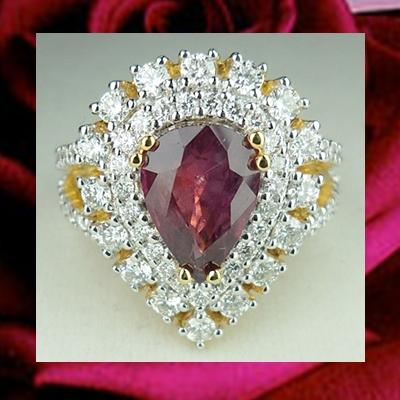 แหวนทับทิมไทยแท้ 2.3 ct. ล้อมเพชร
