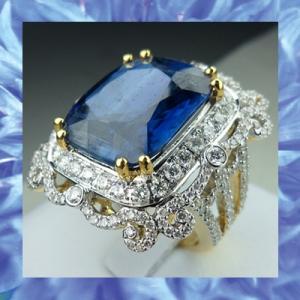 แหวนไคยาไนท์ 11.7 ct. ล้อมเพชร